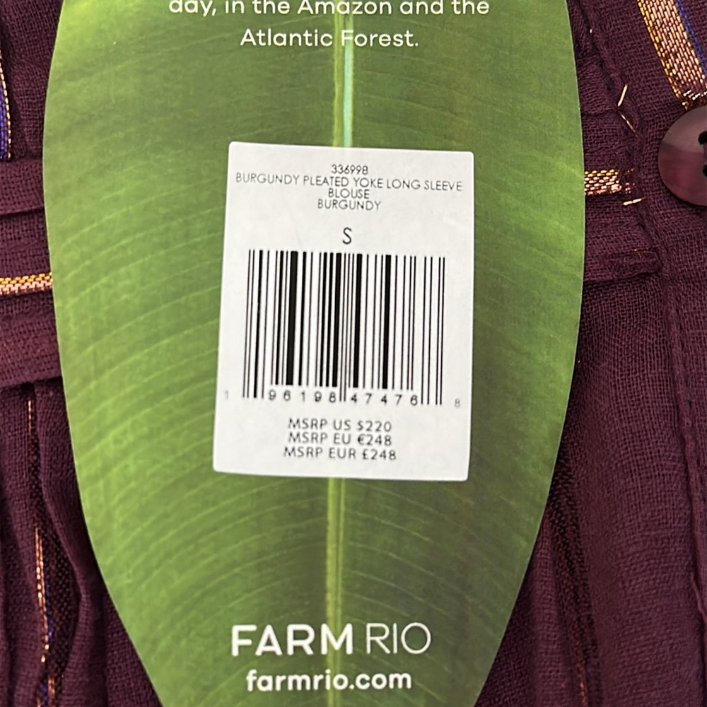 NWT FARM Rio Purple Button-Up Top - Picture 3 of 5